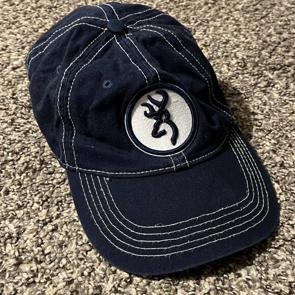 Navy Blue & White Browning Hat, Mens baseball cap, Mens Browning Fishing Cap - Picture 1 of 8